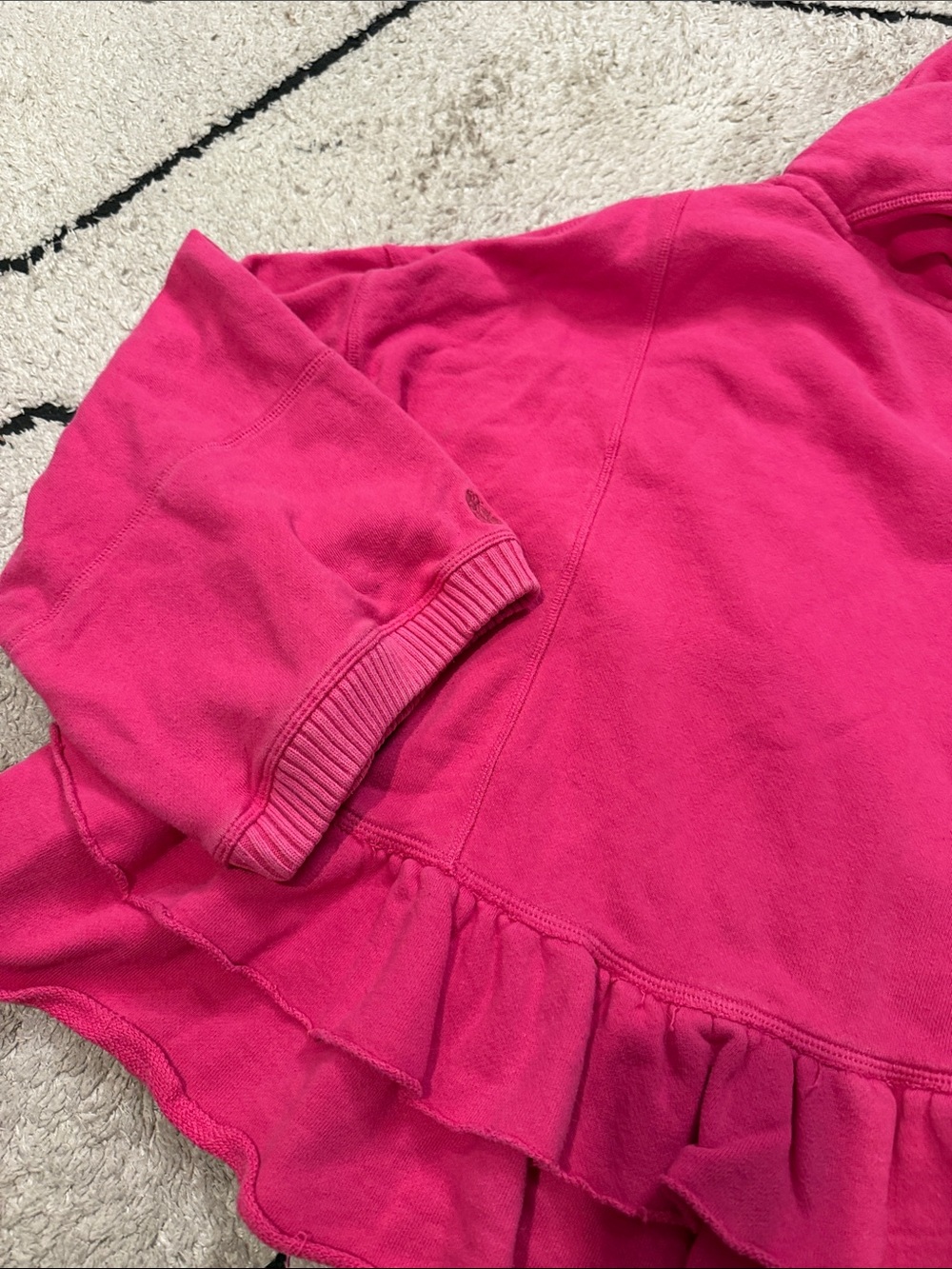 free people Hot Pink Ruffle-Hem Hooded Jacket L - Picture 6 of 6